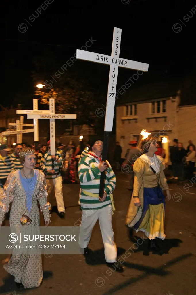 England, East Sussex, Lewes. Lewes Bonfire Night Parade.