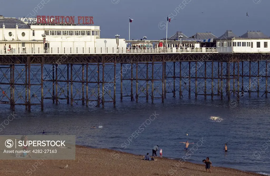 England, East Sussex, Brighton. The Palace Pier. The pier was designed by R St George Moore and finished in 1901.
