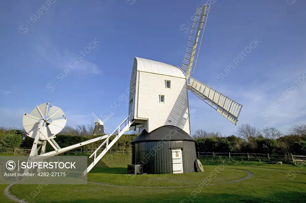 England, East Sussex, Clayton. Jack and Jill Windmills. Earliest reference to a windmill at this site is 1765.