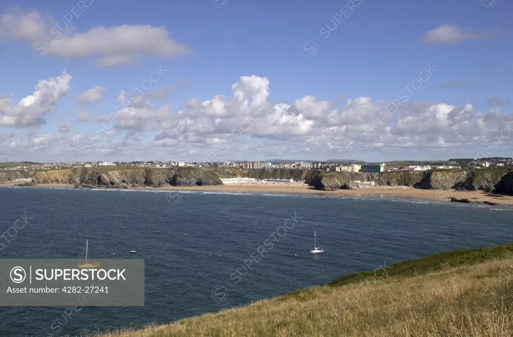 England, Cornwall, Newquay. A view of Newquay Bay in Newquay.
