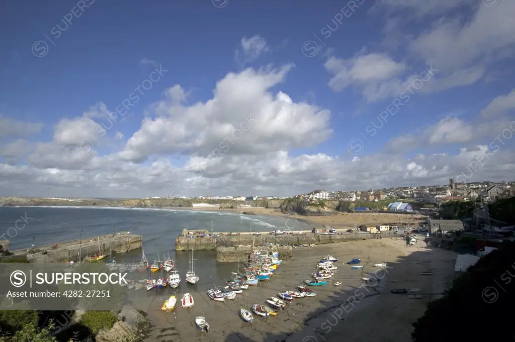 England, Cornwall, Newquay. A general view of Newquay Harbour.