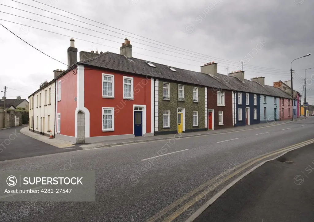 Republic of Ireland, County Kilkenny, Kilkenny. A row of colourful houses in Kilkenny.