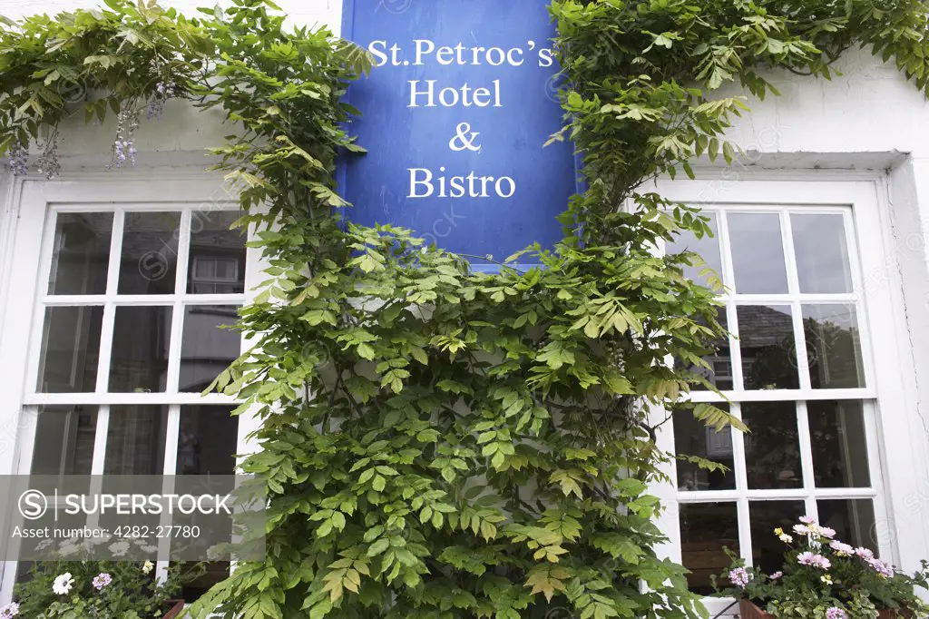England, Cornwall, Padstow. Exterior of Rick Stein's Hotel and Bistro in Padstow.