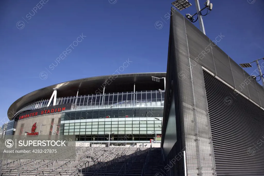 England, London, Arsenal. Exterior view of the Emirates Stadium. This is the new home of Arsenal Football Club.