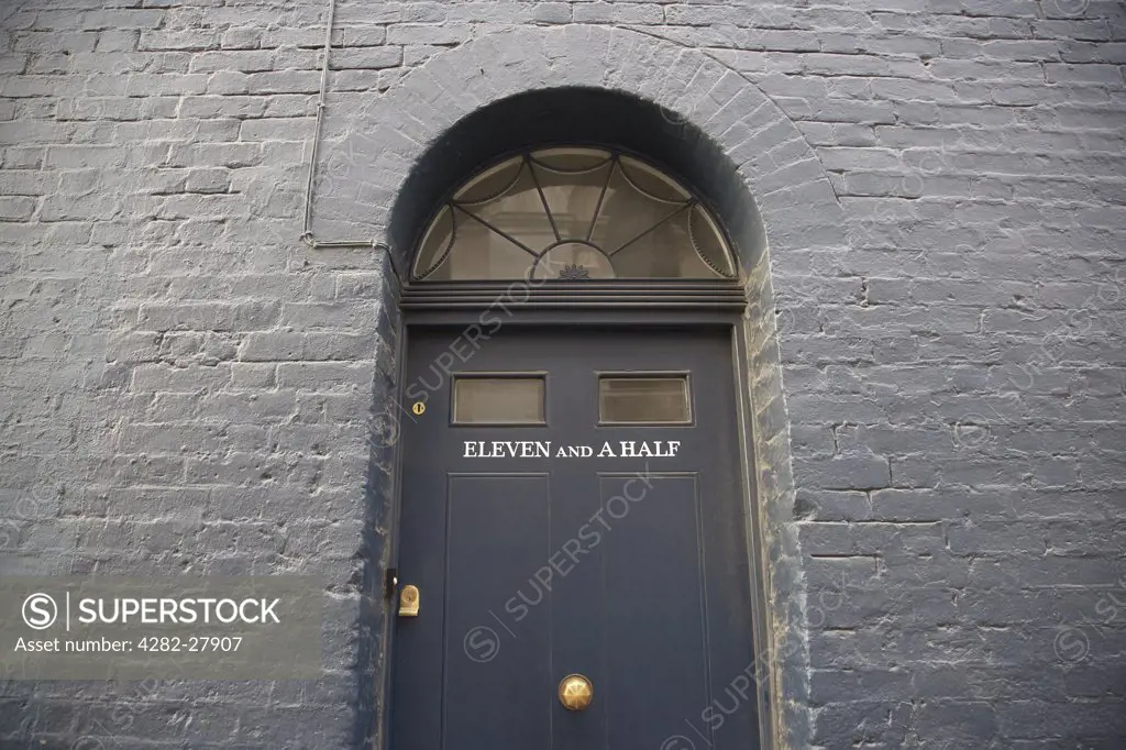 England, London, London. A doorway to a Georgian house on Fournier Street.