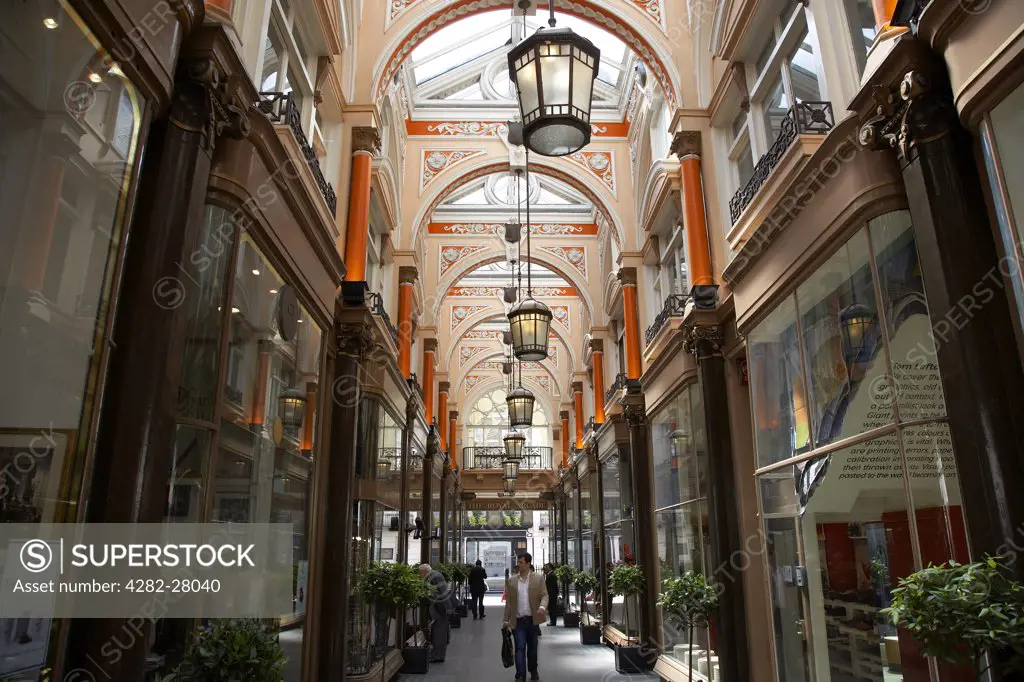 England, London, Mayfair. Interior view of the Royal Arcade.
