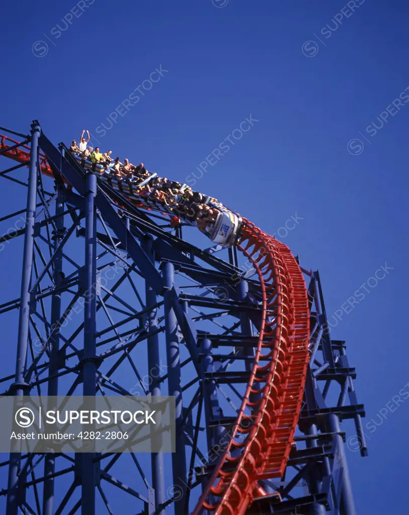 England, Lancashire, Blackpool. The Big One rollercoaster at Blackpool promenade.