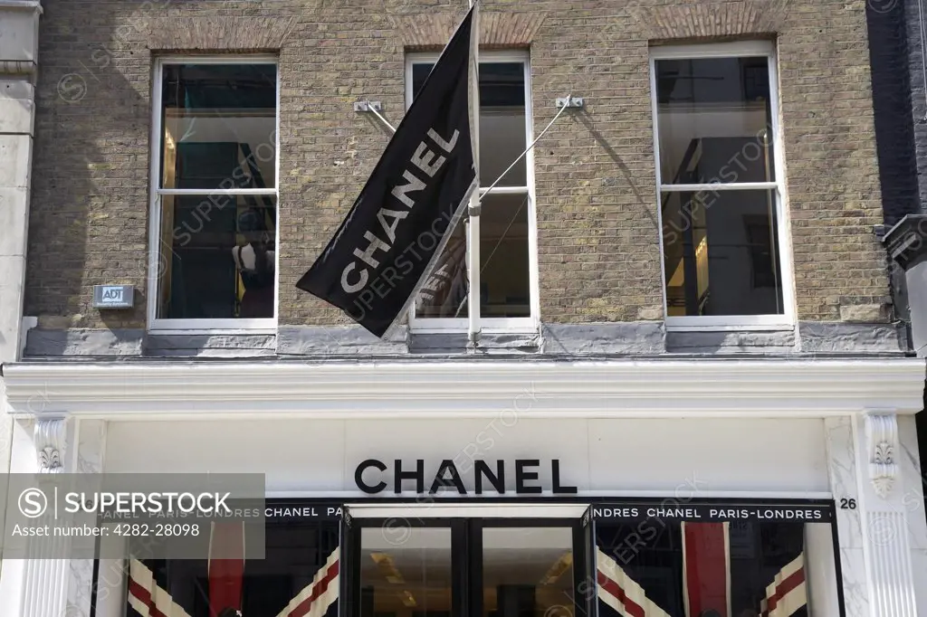 England, London, Bond Street. Shop front of Chanel on New Bond Street in London.