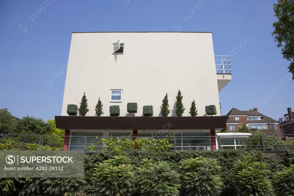 England, London, Camden. Exterior side view of a block of flats in Frognall Way in Camden.