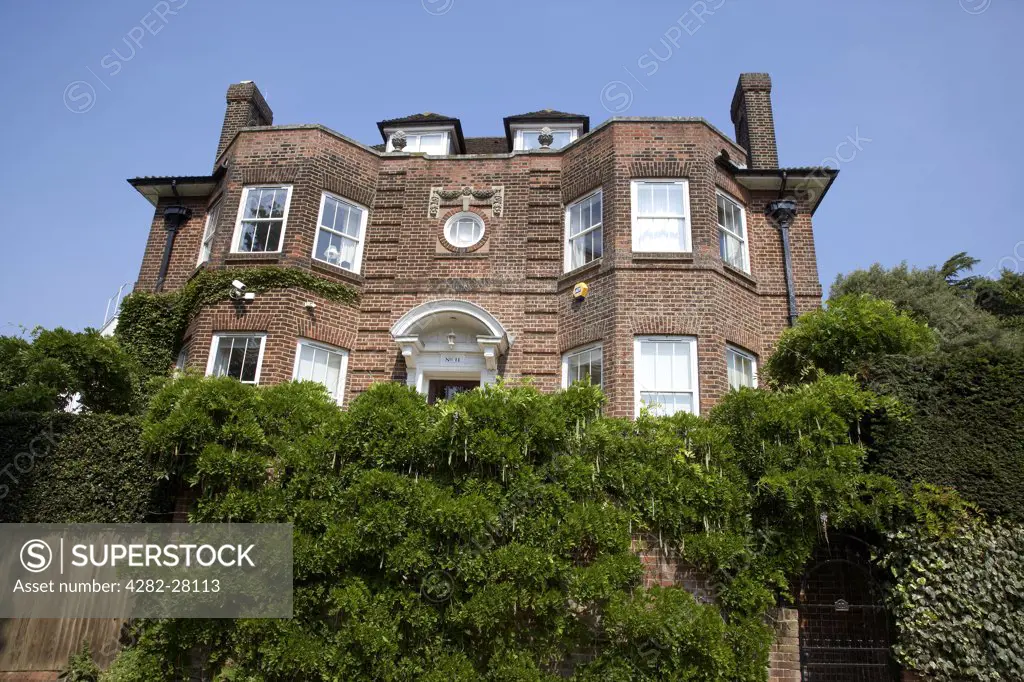 England, London, Hampstead. Exterior view of a large Hampstead house in London.