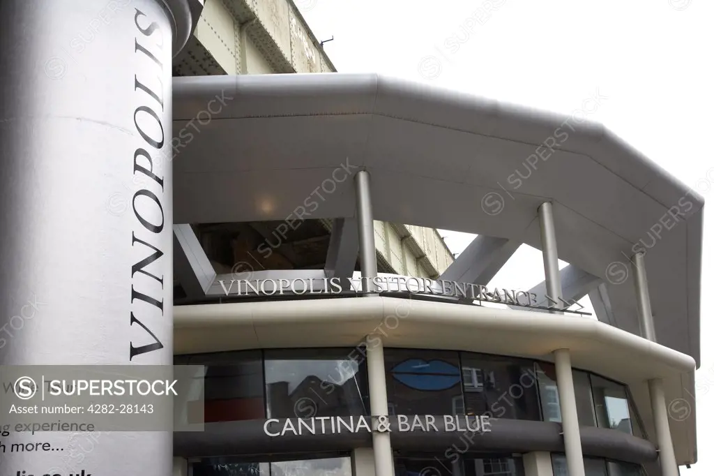 England, London, Southwark. Exterior view of the Cantina Vinopolis restaurant at Southwark.