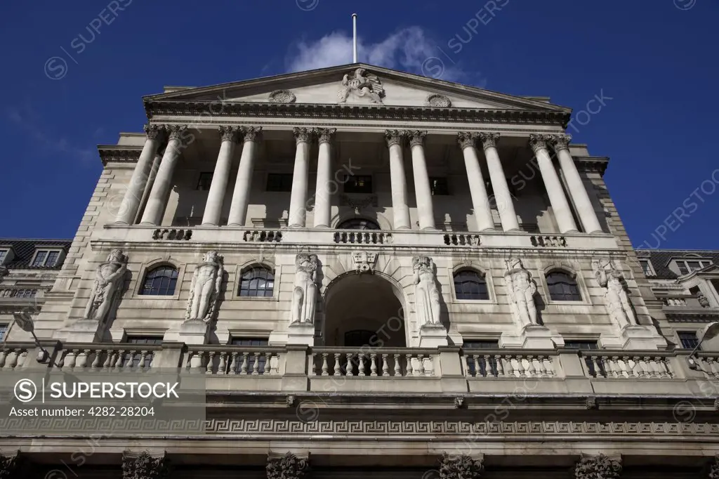 England, London, The City. Exterior of The Bank of England.
