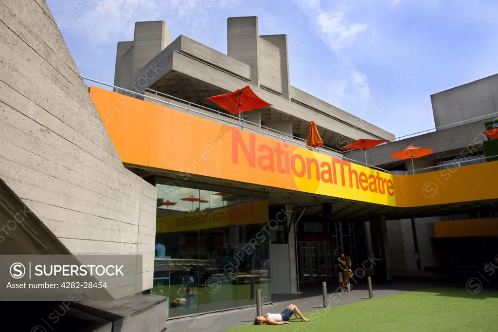 England, London, South Bank. The front entrance of the National Theatre on the South Bank.