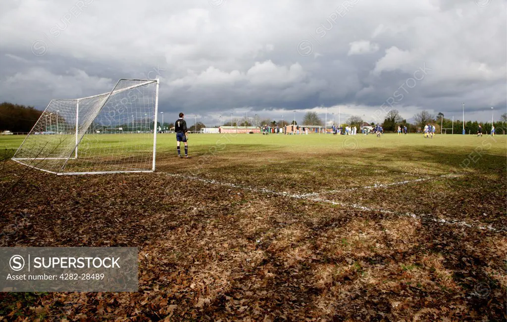 England, Hertfordshire, St Albans. An amateur football match in progress.