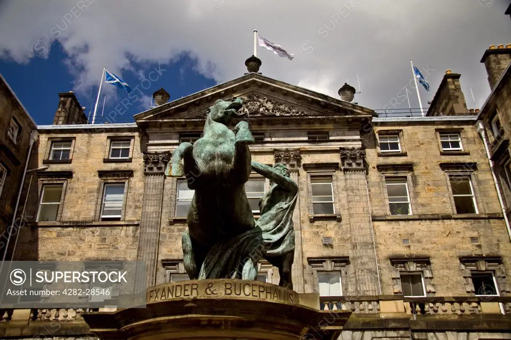 Scotland, Lothian, Edinburgh. A view of the front of City Chambers in Edinburgh.