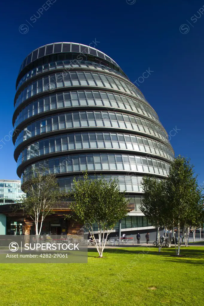 England, London, Southwark. City Hall located near Tower Bridge on the River Thames, home of the Greater London Authority (GLA) which comprises the Mayor of London and London Assembly.