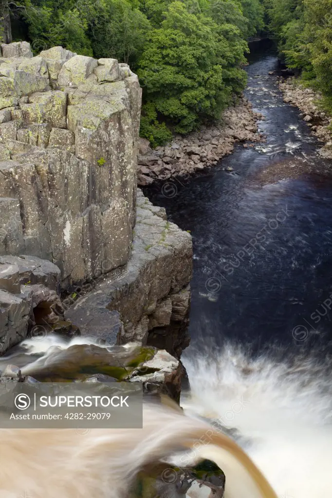 England, County Durham, near Middleton-in-Teesdale. The River Tees cascading down the High Force waterfall in County Durham.