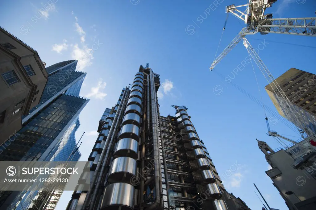 England, London, City of London. Construction on the Bishopsgate Tower known as The Pinnacle, in the City of London opposite the Lloyds building. On completion the building will be 288m high making it the second tallest building in the UK and European Union.