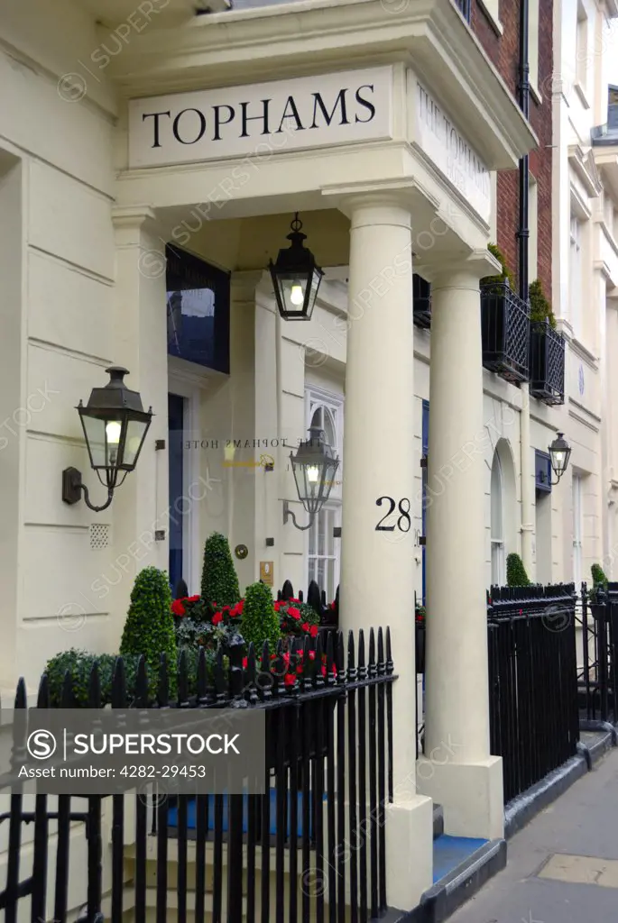 England, London, Belgravia. Tophams Hotel, a luxury boutique London hotel in Ebury Street.