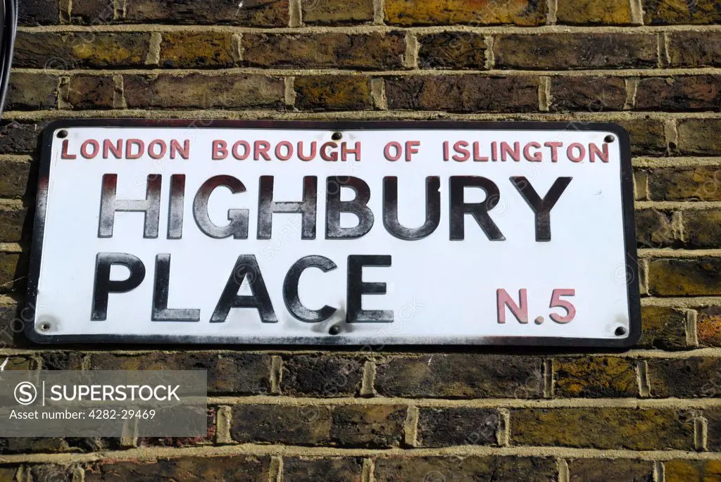 England, London, Islington. Highbury Place street sign.