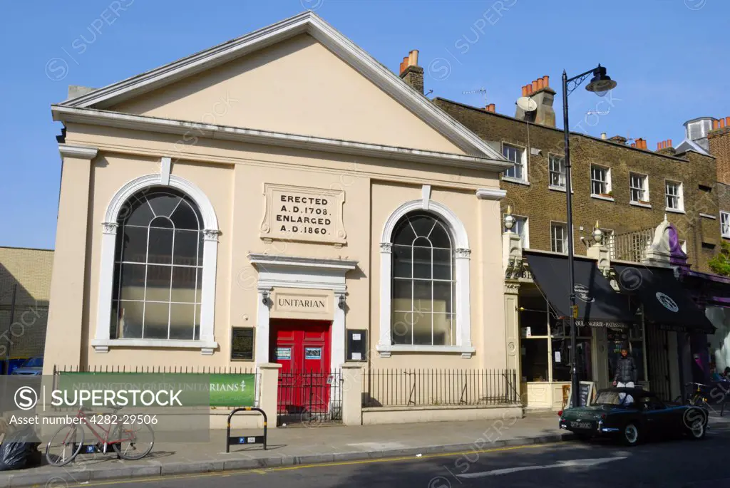 England, London, Hackney. Newington Green Unitarian Church (NGUC), London's oldest Nonconformist place of worship still in use.