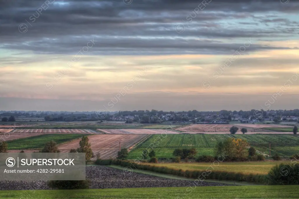 England, Cambridgeshire, Ely. A view over the flat rural countryside in Cambridgeshire.