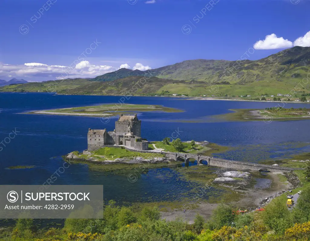Scotland, Highland, Dornie. Eilean Donan Castle stands on Loch Duich at Dornie in the highland region of Scotland.