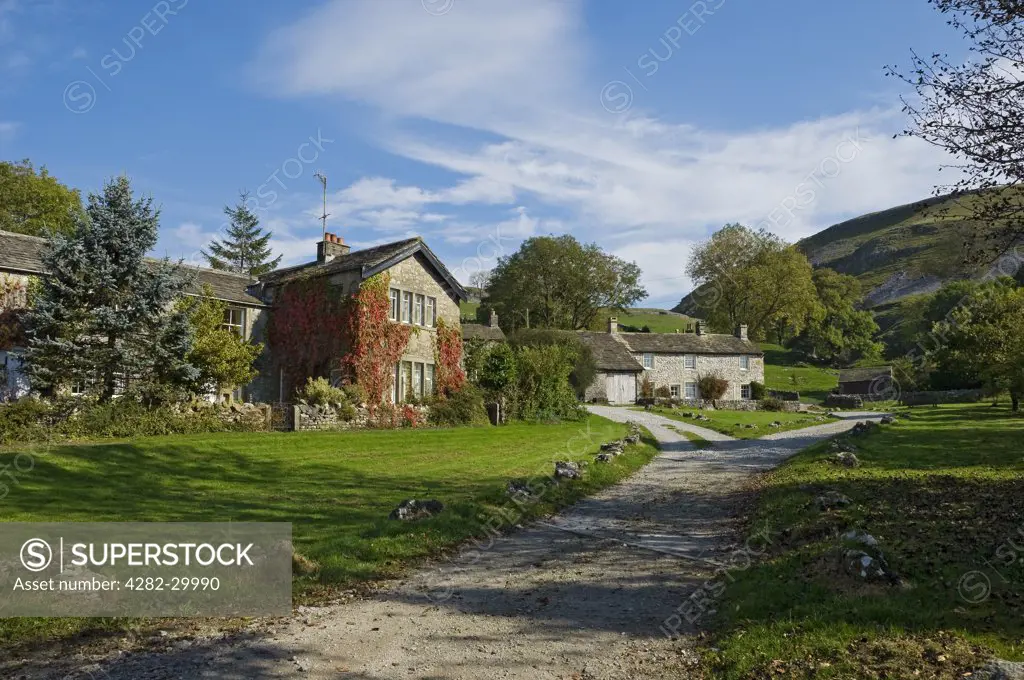 England, North Yorkshire, Conistone. Cottages in the small village of Conistone in Upper Wharfedale.