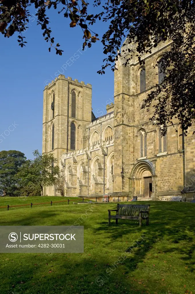 England, North Yorkshire, Ripon. South Front of Ripon Cathedral.
