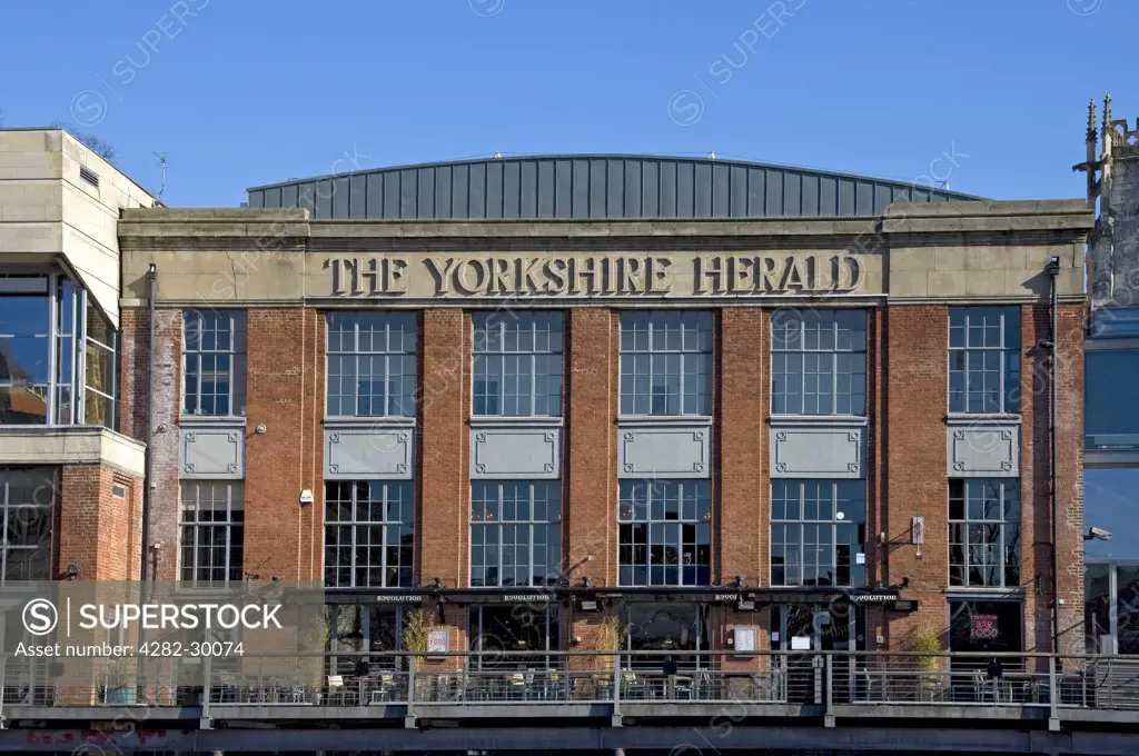 England, North Yorkshire, York. The former Yorkshire Herald building now home to Cityscreen, offering art-house and standard cinema along with trendy bars.