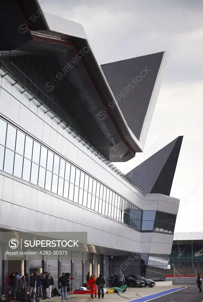 England, Northamptonshire, Silverstone. Silverstone Wing building, part of the new pit and paddock complex opened in 2011.