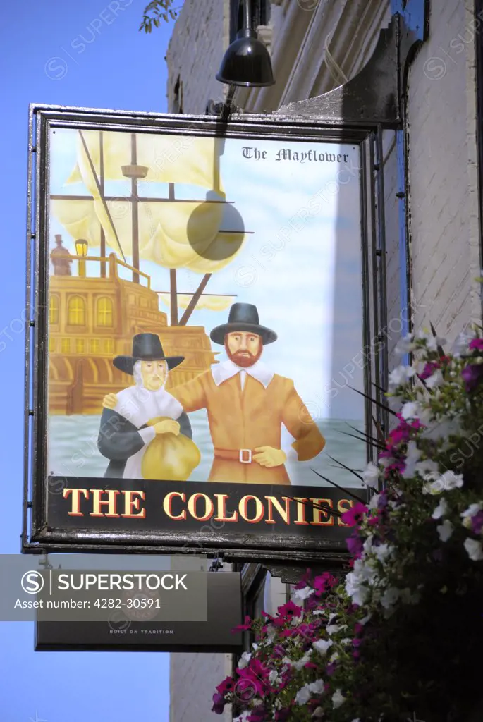 England, London, Westminster. Sign outside The Colonies public house in Wilfred Street.