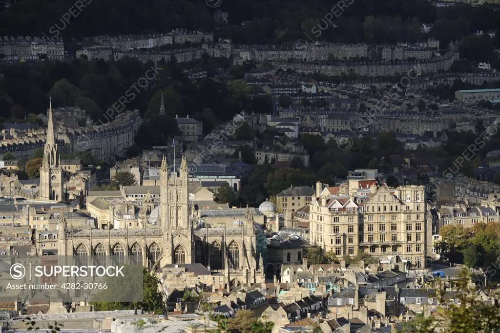 England, Bath and North East Somerset, Bath. View over the historic City of Bath, a World Heritage Site famous as a spa town and for its Georgian architecture.