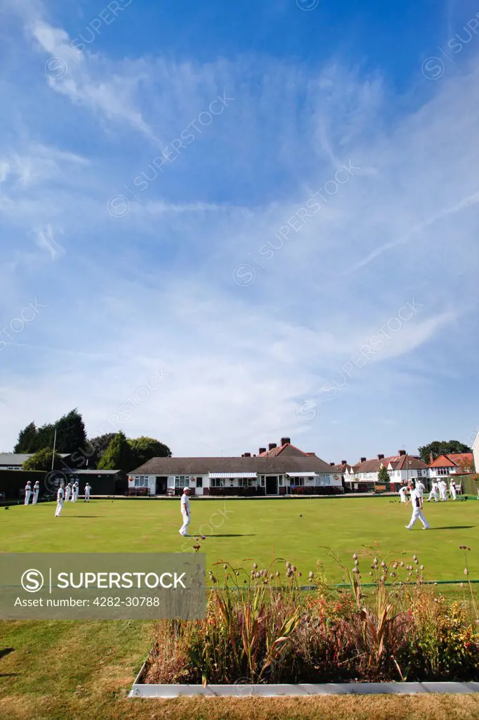 England, Kent, West Wickham. A game of bowls at West Wickham bowls club which was founded in 1908.