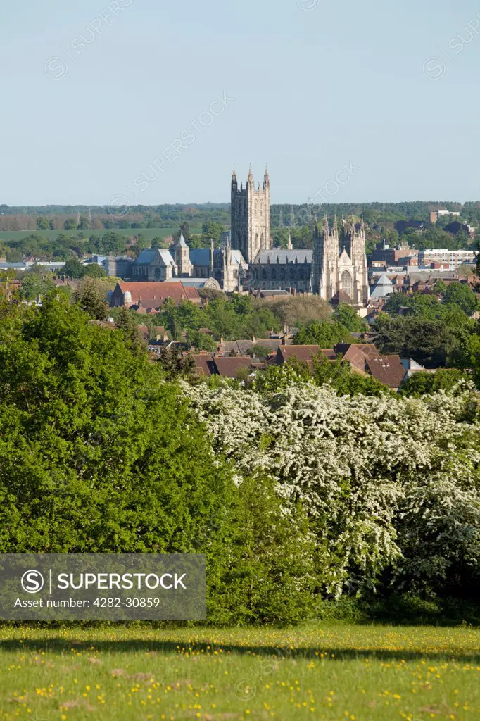 England, Kent, Canterbury. A view of Canterbury Cathedral.