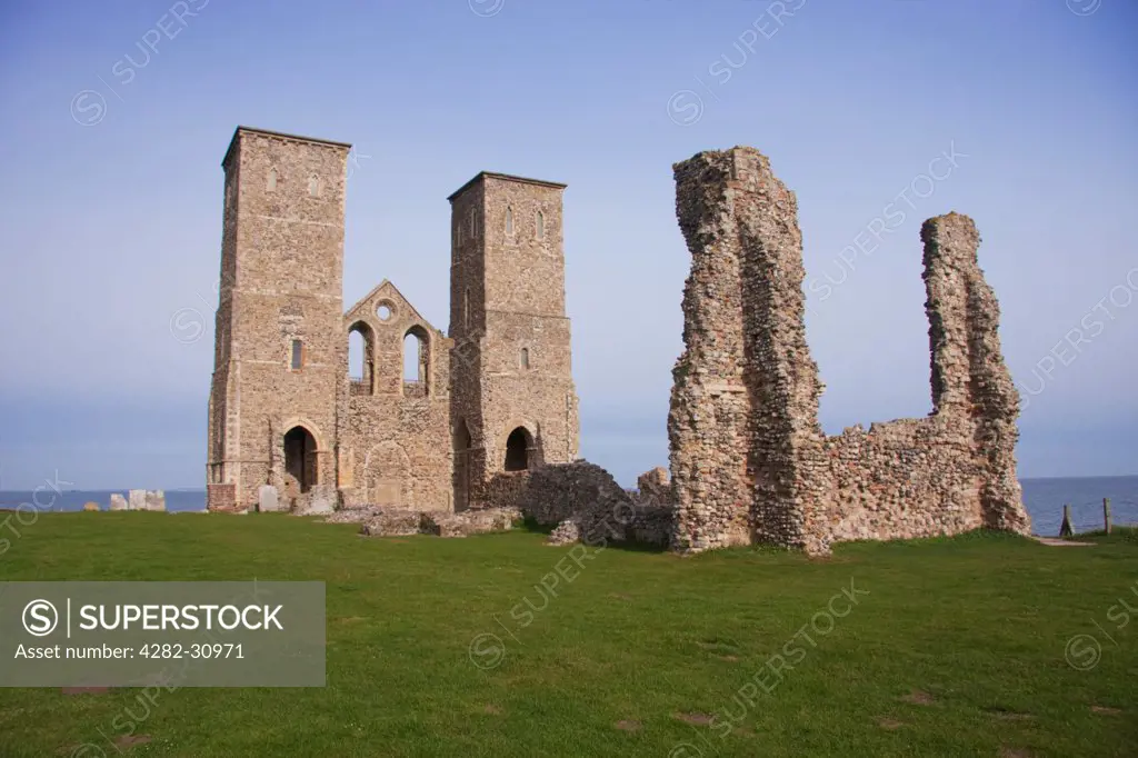 England, Kent, Reculver. The Reculver Towers on the north coast of Kent.