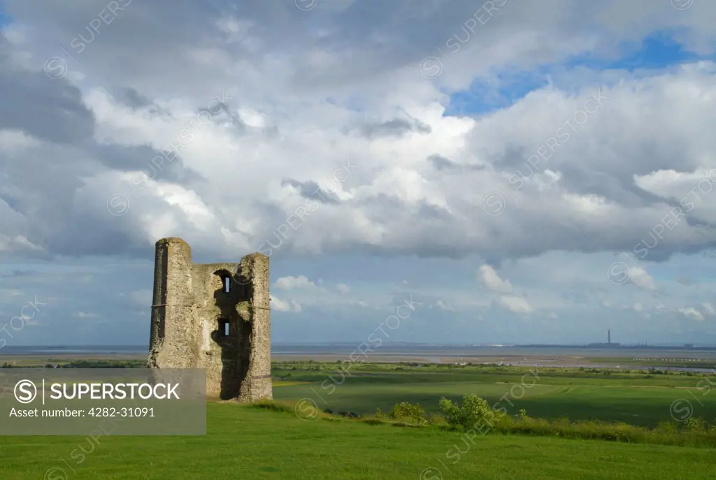 England, Essex, Hadleigh Castle. The remains of the south-east tower of Hadleigh Castle which overlooks the Essex marshes and the Thames estuary.
