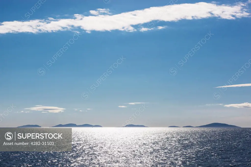 Scotland, Western Isles, Outer Hebrides. A view of the outline of the Outer Hebrides Islands.