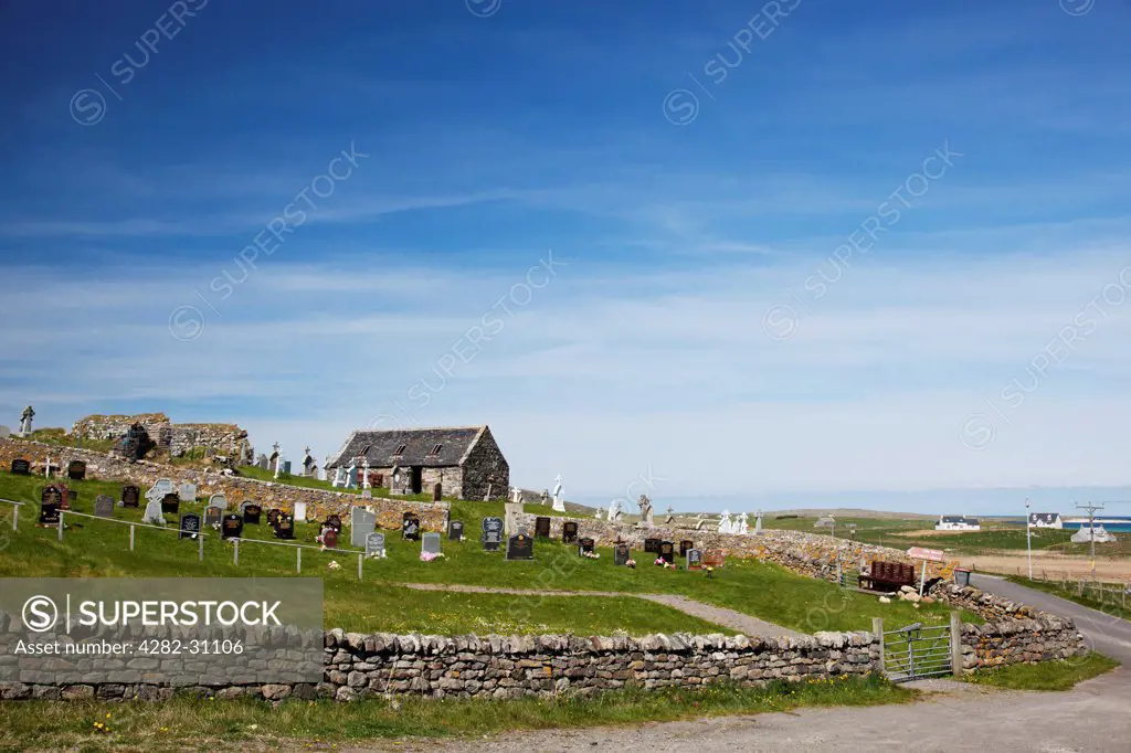 Scotland, Outer Hebrides, Barra. View of the North Chapel at Cille Bharra.