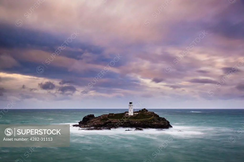 England, Cornwall, Godrevy. A view of Godrevy Lighthouse.