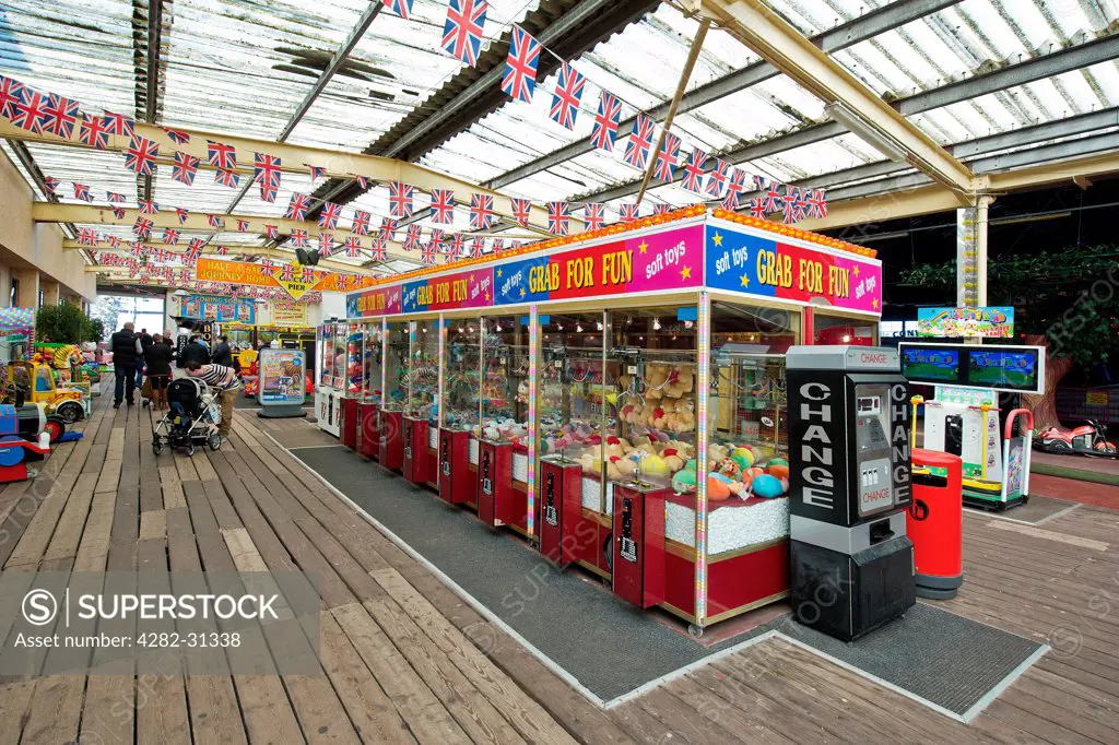 England, Essex, Clacton. The amusement arcade on Clacton Pier.