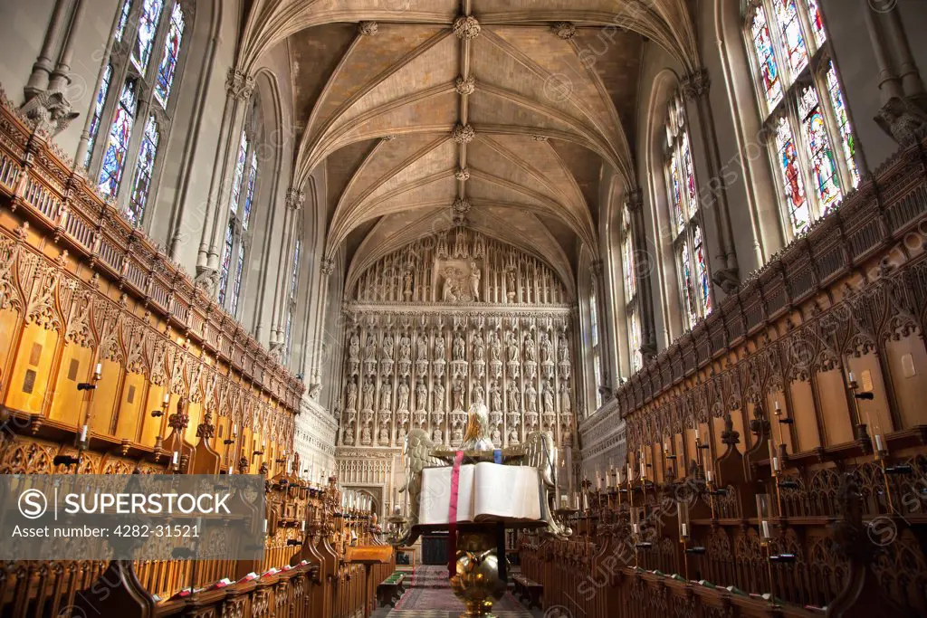 England, Oxfordshire, Oxford. Interior of the Chapel of Magdalen College in Oxford.