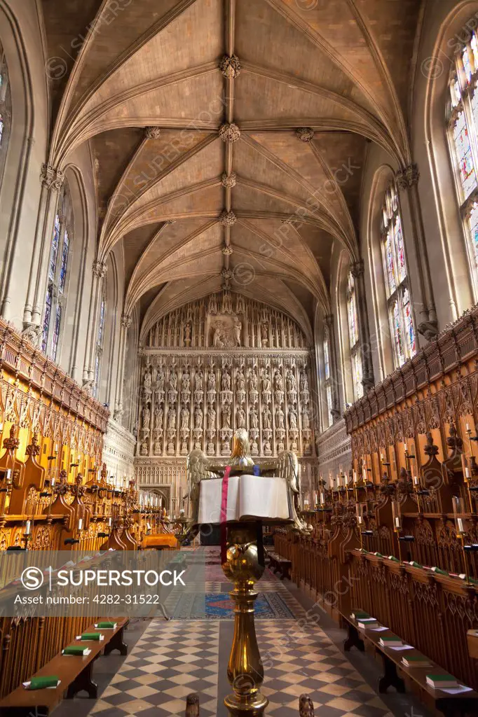 England, Oxfordshire, Oxford. Interior of the chapel of Magdalen College in Oxford.