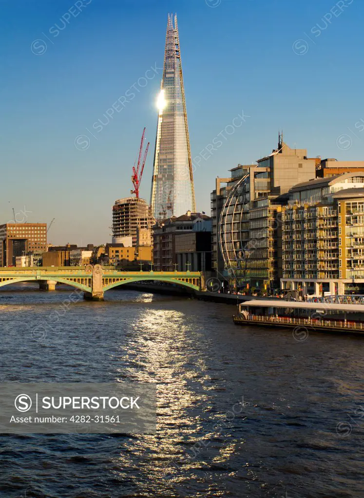 England, London, The Shard. A view across the River Thames toward The Shard.