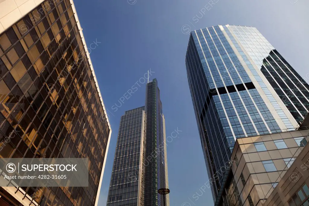 England, London, City of London. Skyscrapers in the City viewed from London Wall.