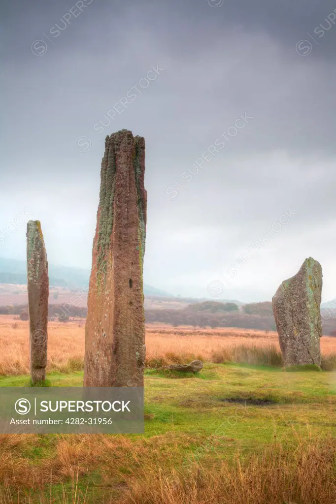 Scotland, North Ayrshire, Arran. A stone circle at Machrie Moor on the isle of Arran.