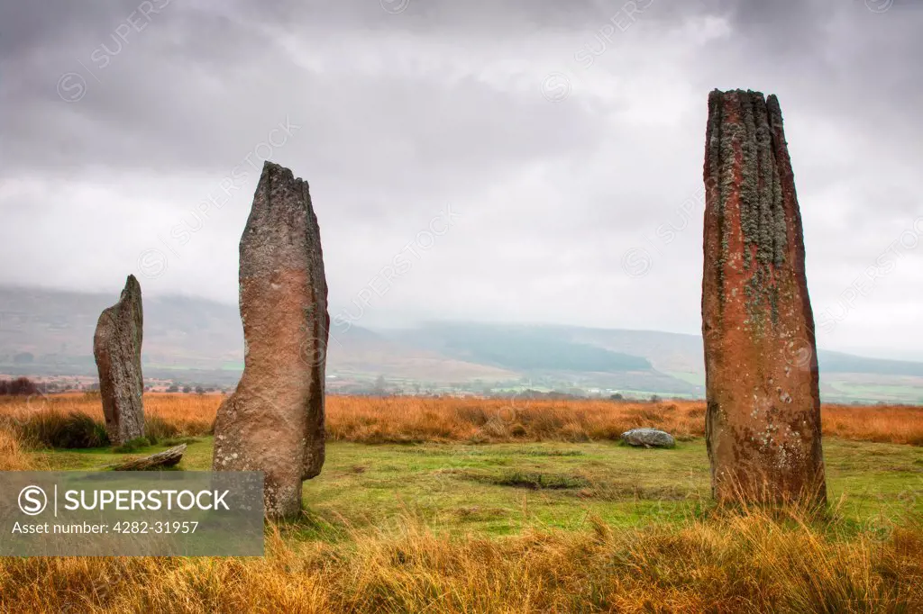 Scotland, North Ayrshire, Arran. A stone circle at Machrie Moor on the Isle of Arran.