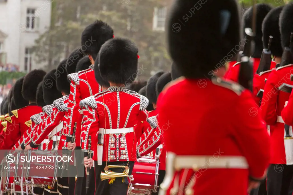 England, London, Whitehall. Guards Band marching at the Trooping of the Colour.