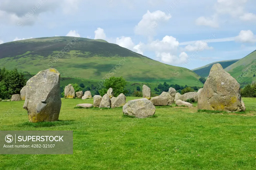 England, Cumbria, Keswick. Castlerigg stone circle near Keswick.