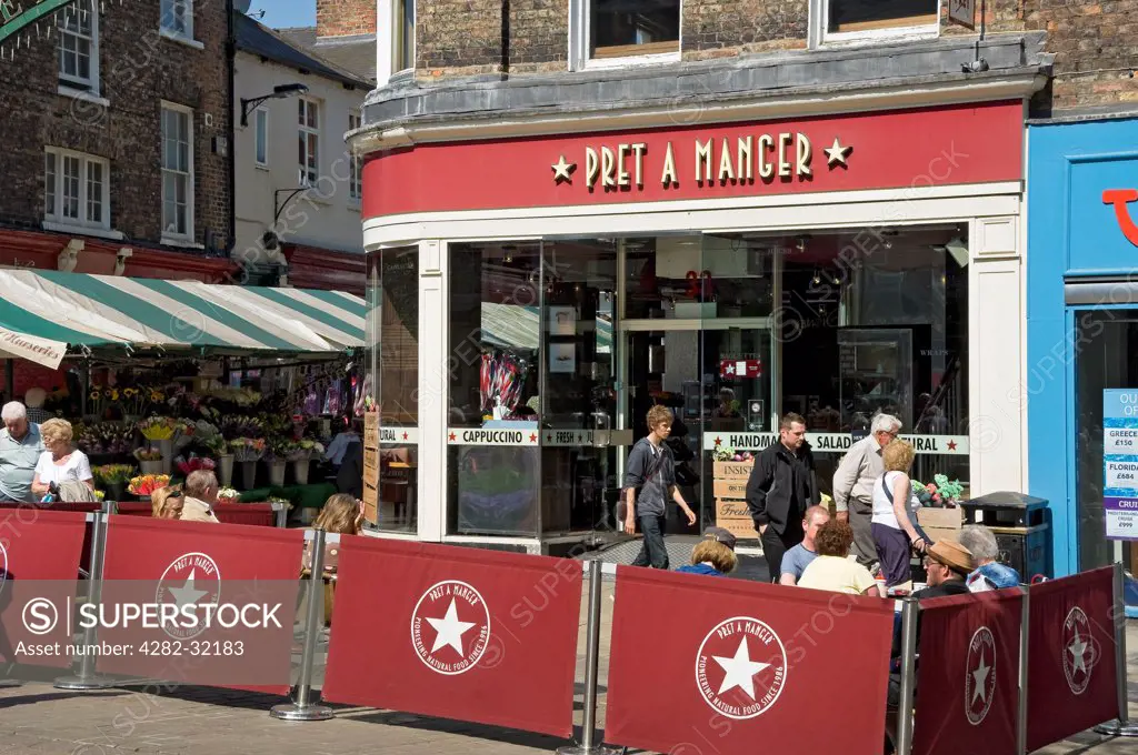 England, North Yorkshire, York. The frontage of a Pret a Manger outlet.